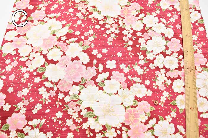 Cotton slub satin printed fabric, cherry blossom - nomura tailor