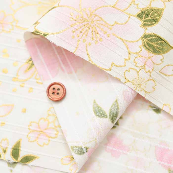 Cotton slub satin printed fabric, cherry blossom - nomura tailor