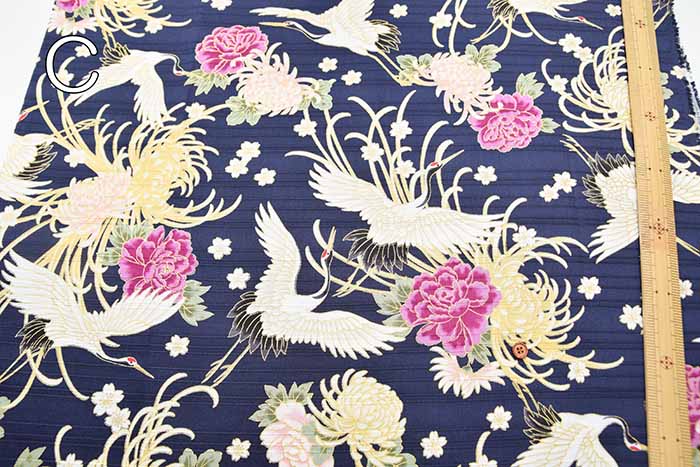 Cotton slub satin printed fabric Crane - nomura tailor