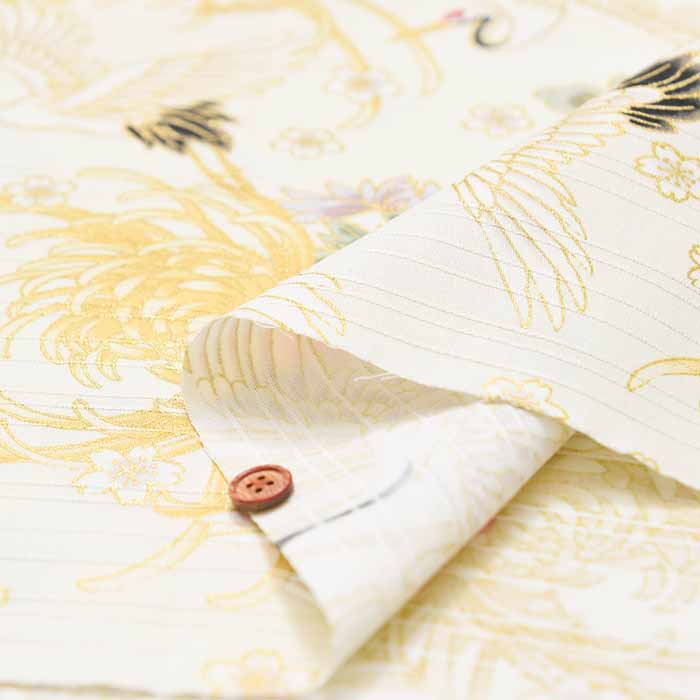 Cotton slub satin printed fabric Crane - nomura tailor