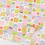 Cotton dobby printed fabric WA monogatari Checkered lucky charm - nomura tailor