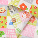 Cotton dobby printed fabric WA monogatari Checkered lucky charm - nomura tailor