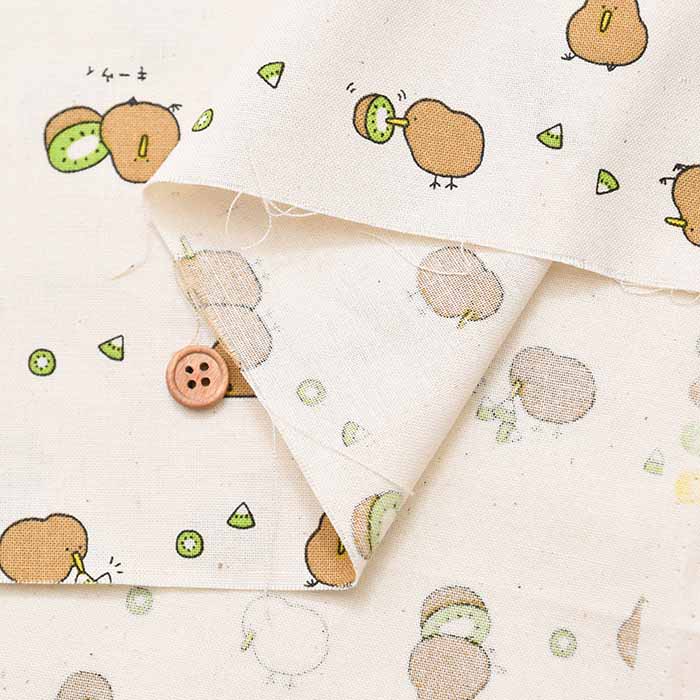 Cotton seamed printed fabric Kiwi - nomura tailor