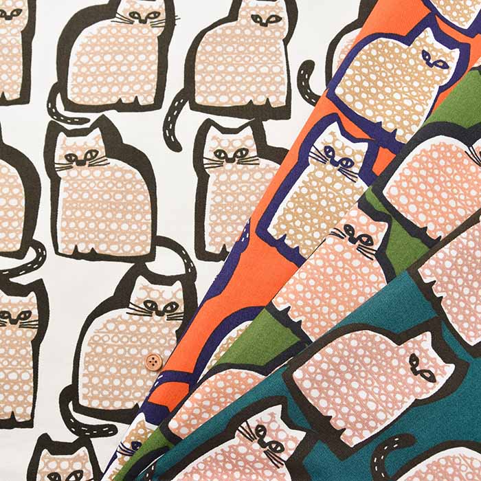 Cotton twill printed fabric Cat - nomura tailor