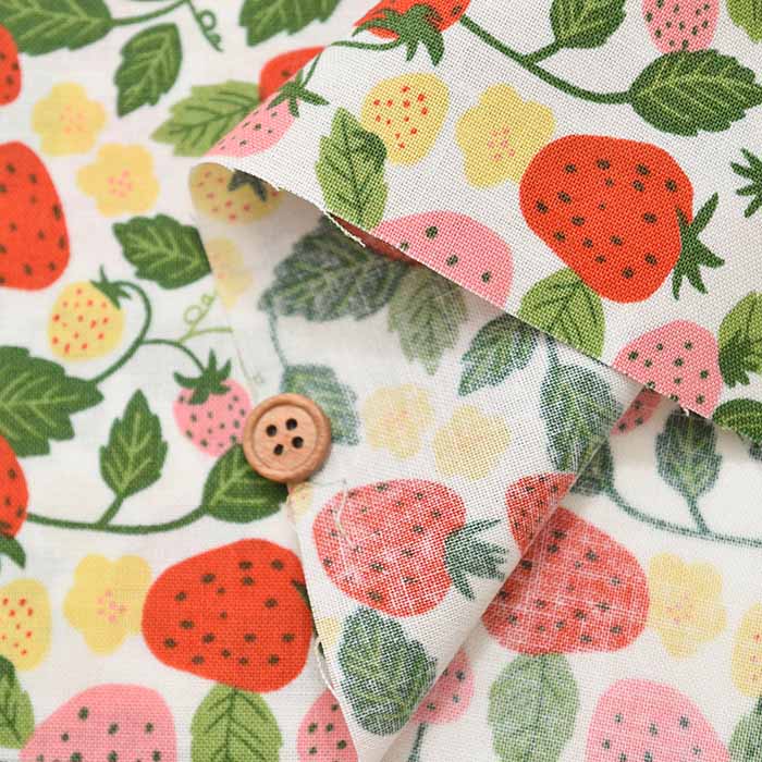 Cotton sheeting printed fabric Strawberry - nomura tailor