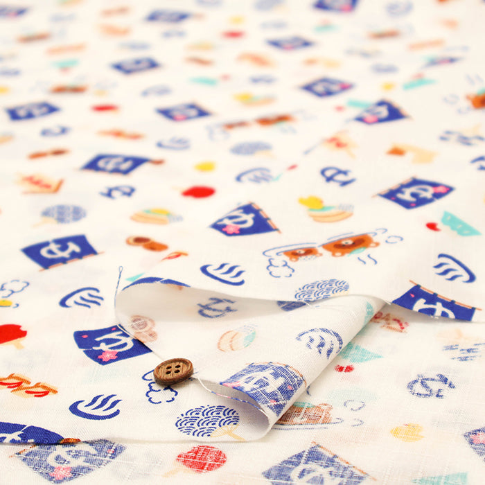 Cotton Dobby Fabric - Onsen Tanuki - nomura tailor