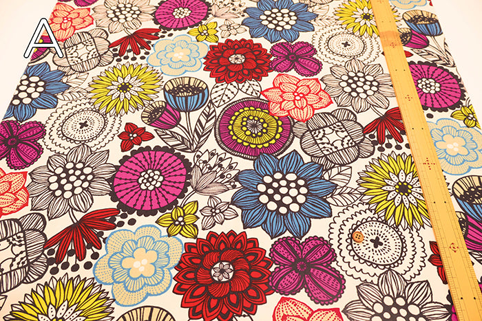 Cotton Oxford Printed Fabric - Pop Flower - nomura tailor