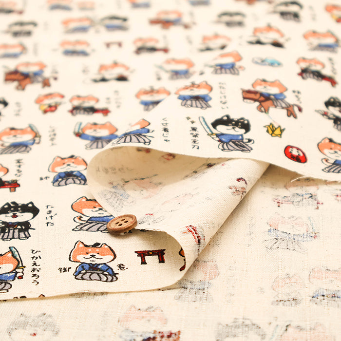 Cotton Dobby Printed Fabric - Shiba Samurai - nomura tailor