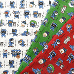 Cotton Dobby Printed Fabric - Cat Ninja - nomura tailor