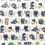Cotton Dobby Printed Fabric - Cat Ninja - nomura tailor