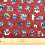 Cotton Dobby Printed Fabric - Cat Ninja - nomura tailor