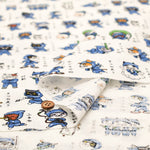 Cotton Dobby Printed Fabric - Cat Ninja - nomura tailor