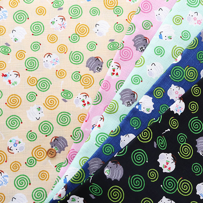 Cotton Dobby Printed Fabric - Mosquito Coil - nomura tailor