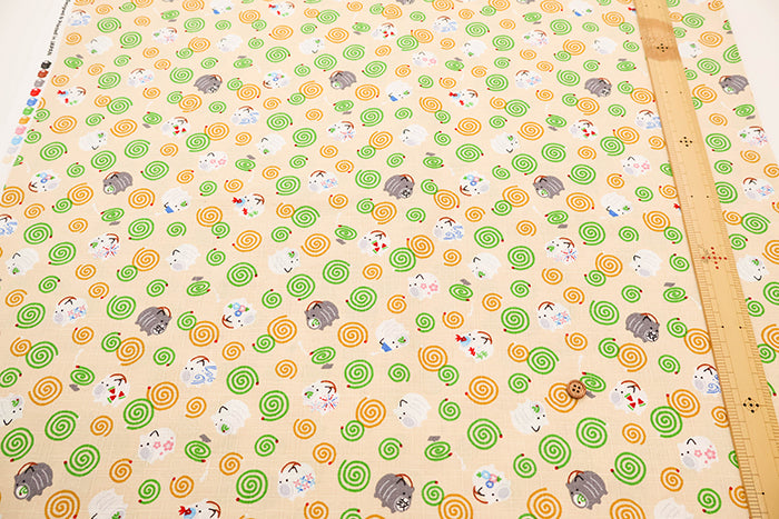 Cotton Dobby Printed Fabric - Mosquito Coil - nomura tailor