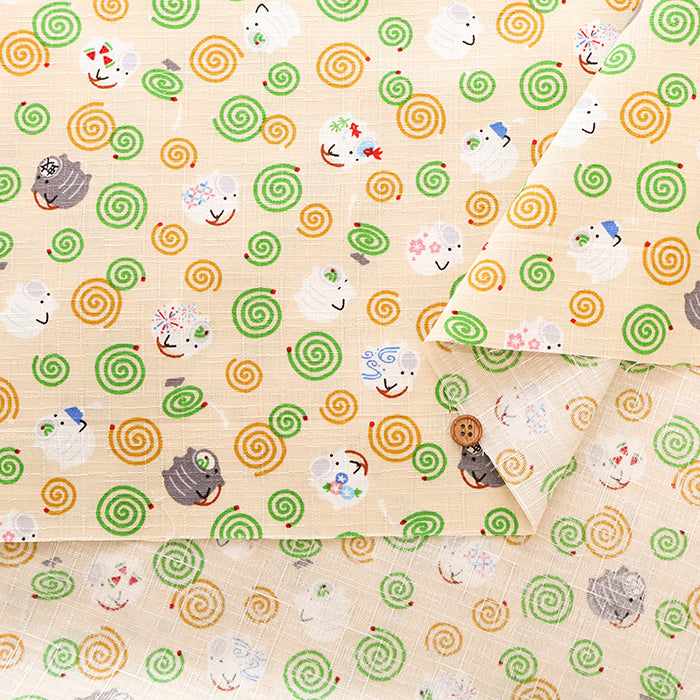 Cotton Dobby Printed Fabric - Mosquito Coil - nomura tailor