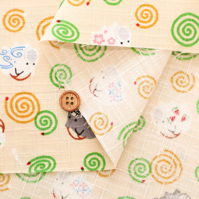 Cotton Dobby Printed Fabric - Mosquito Coil - nomura tailor