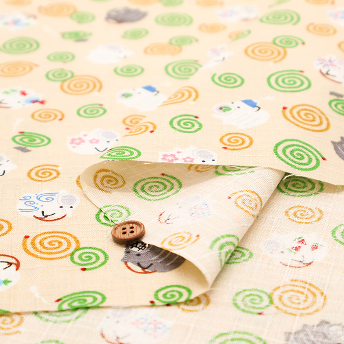 Cotton Dobby Printed Fabric - Mosquito Coil - nomura tailor