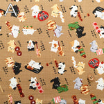 Cotton Dobby Printed Fabric - Yakitori Cat - nomura tailor