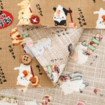 Cotton Dobby Printed Fabric - Yakitori Cat - nomura tailor