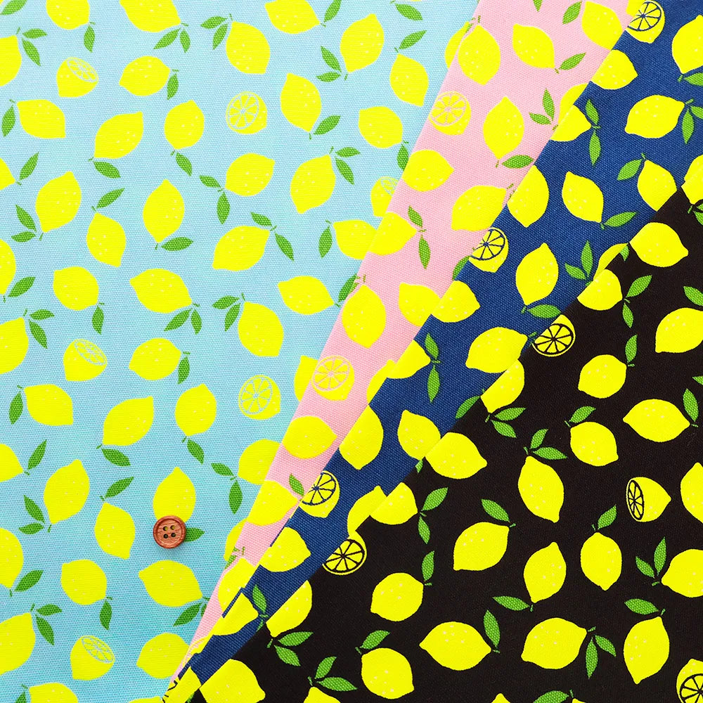 Cotton Oxford Fluorescent Printed Fabric - Lemon - nomura tailor