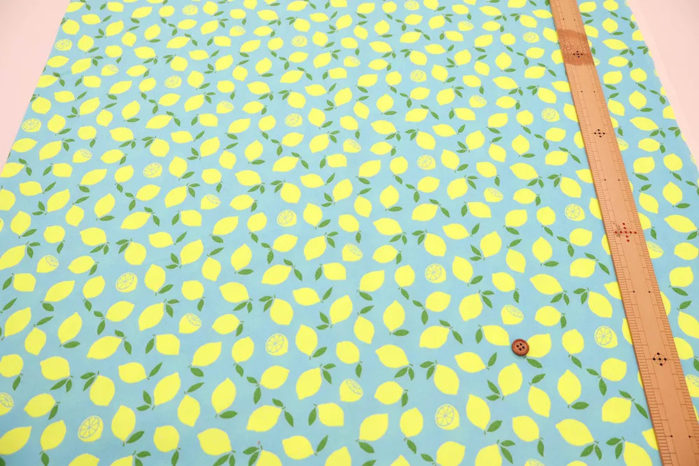 Cotton Oxford Fluorescent Printed Fabric - Lemon - nomura tailor