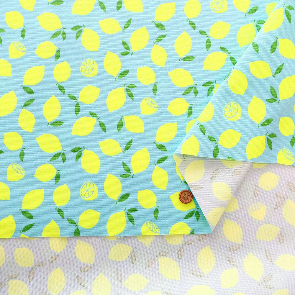 Cotton Oxford Fluorescent Printed Fabric - Lemon - nomura tailor