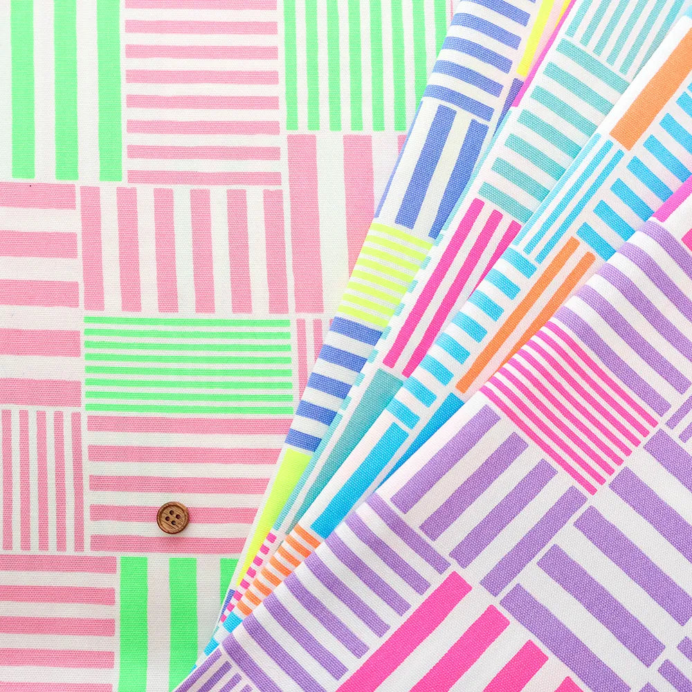 Cotton Oxford Fluorescent Printed Fabric - Plaid - nomura tailor