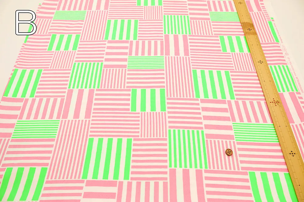 Cotton Oxford Fluorescent Printed Fabric - Plaid - nomura tailor