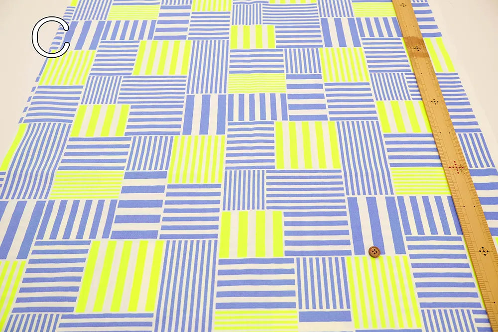 Cotton Oxford Fluorescent Printed Fabric - Plaid - nomura tailor