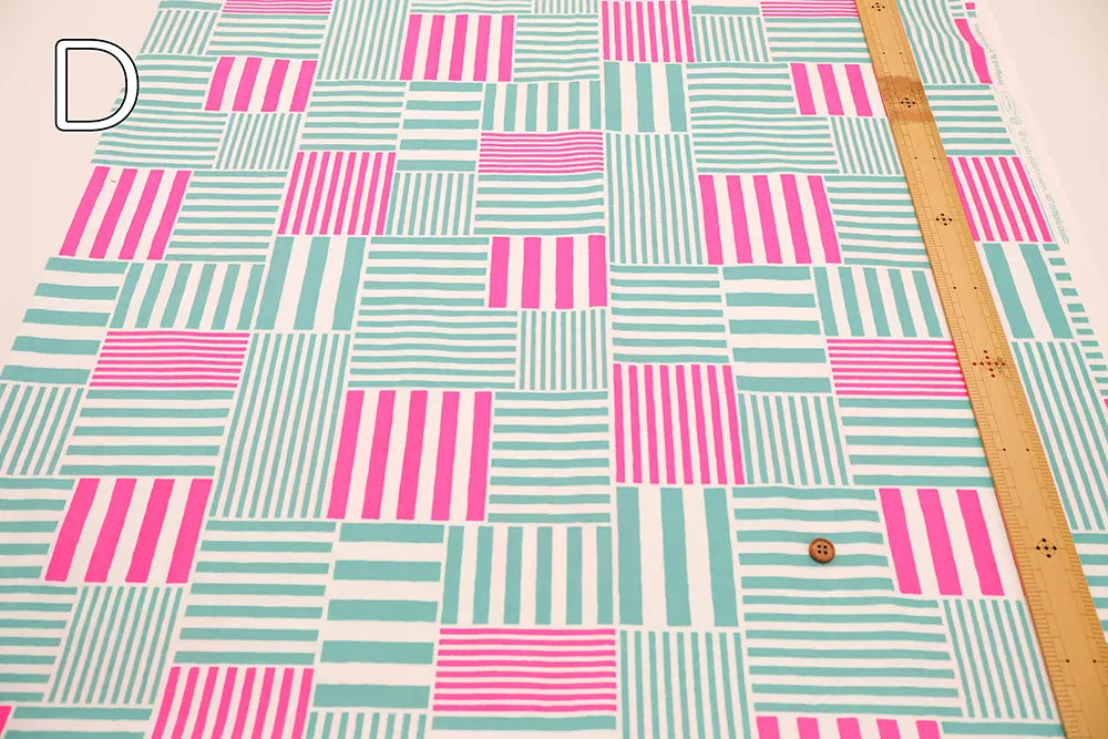 Cotton Oxford Fluorescent Printed Fabric - Plaid - nomura tailor