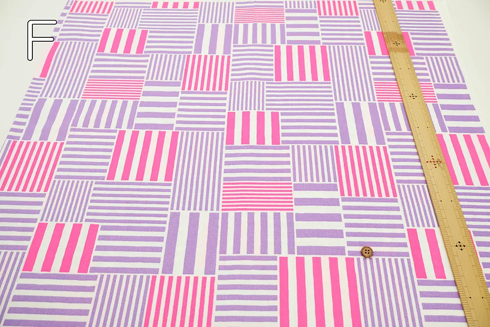 Cotton Oxford Fluorescent Printed Fabric - Plaid - nomura tailor