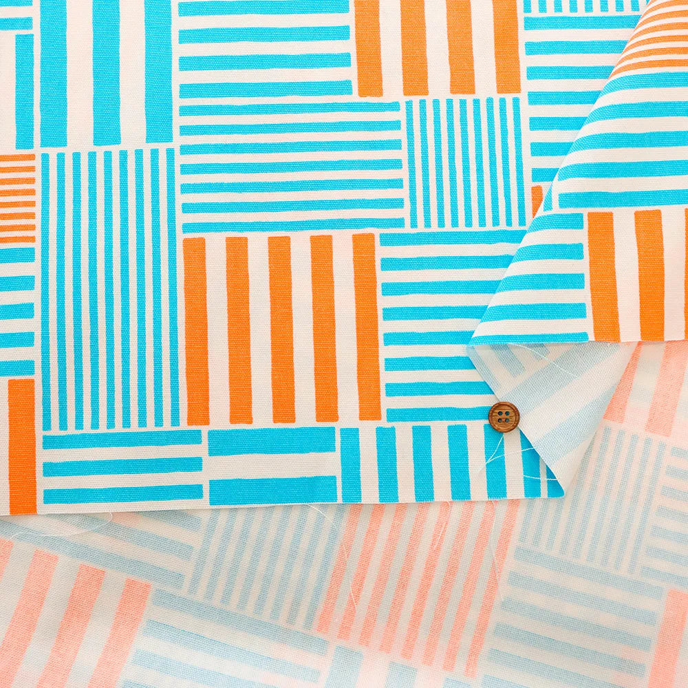 Cotton Oxford Fluorescent Printed Fabric - Plaid - nomura tailor