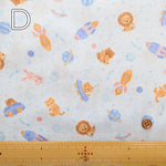Cotton Double Gauze Printed Fabric - Space Animals - nomura tailor