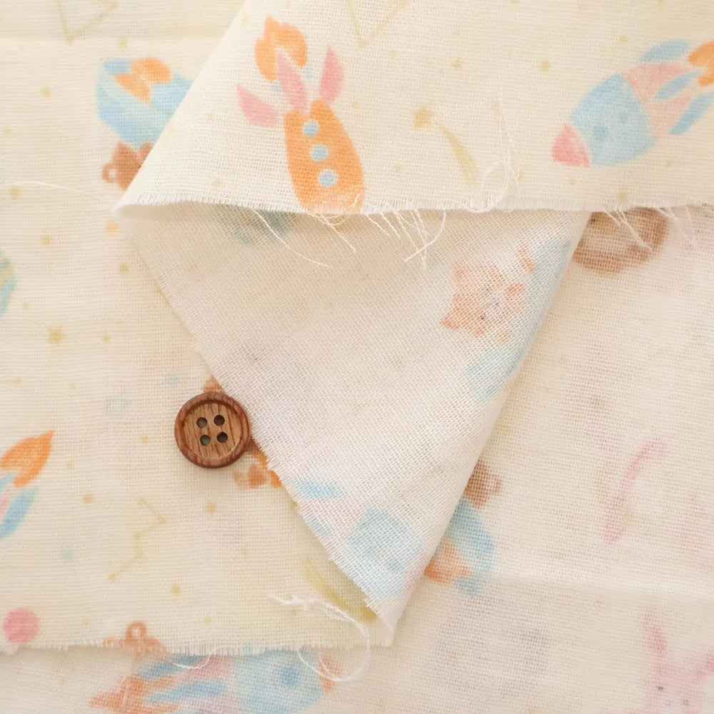 Cotton Double Gauze Printed Fabric - Space Animals - nomura tailor
