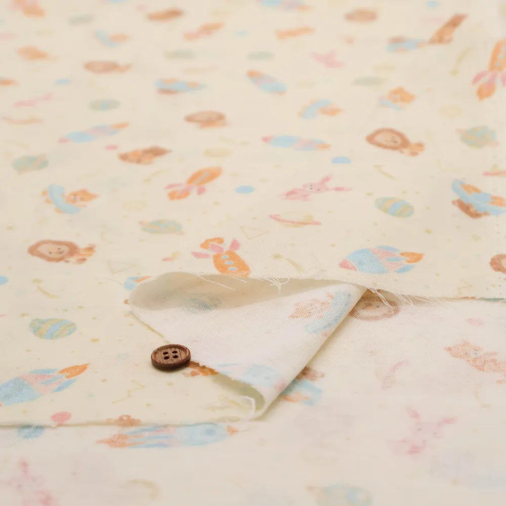 Cotton Double Gauze Printed Fabric - Space Animals - nomura tailor