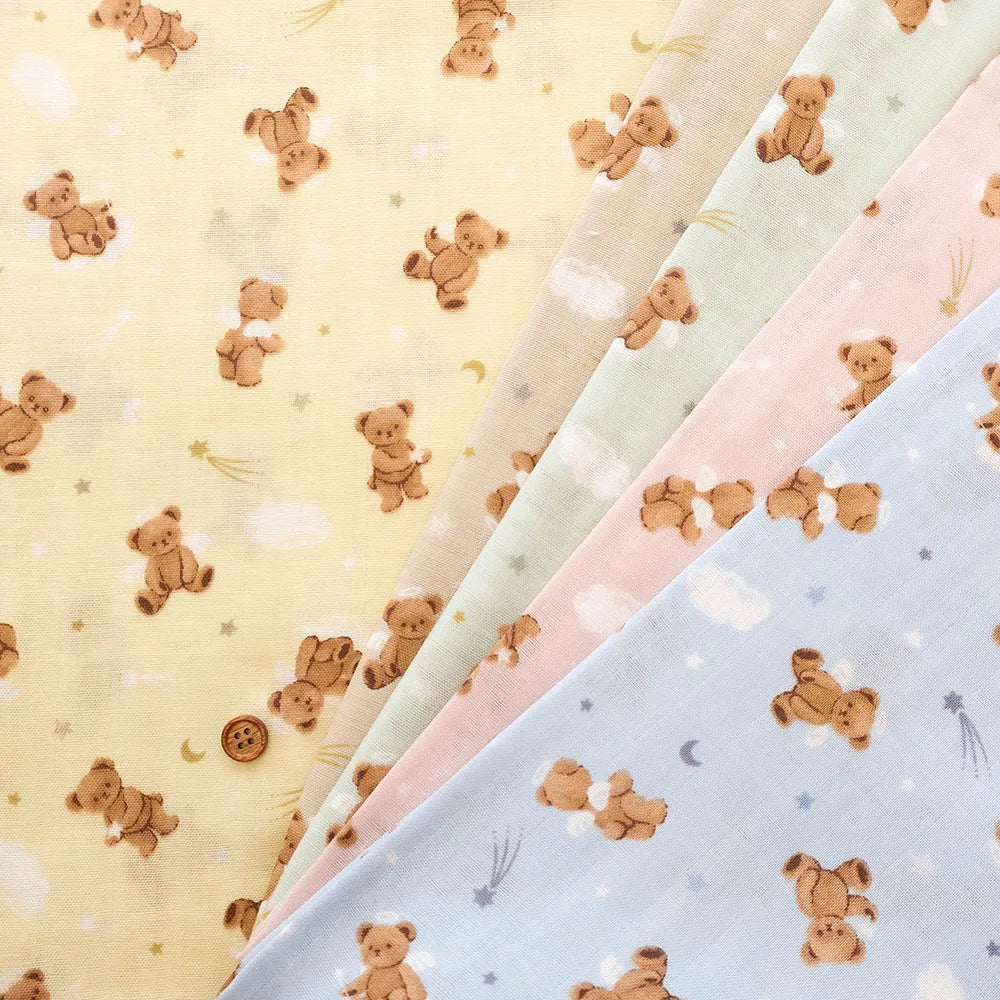 Cotton Double Gauze Printed Fabric - Bear - nomura tailor