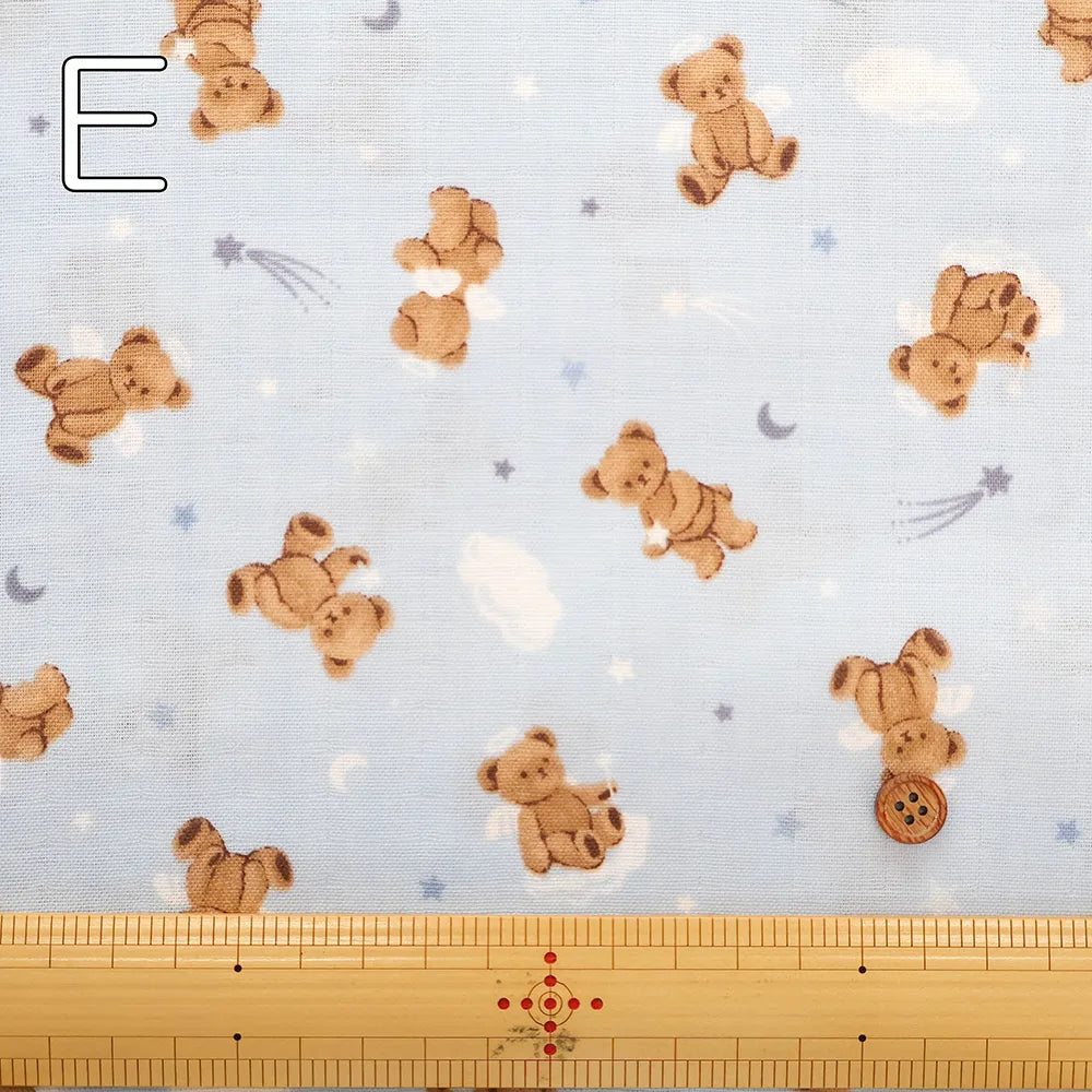 Cotton Double Gauze Printed Fabric - Bear - nomura tailor