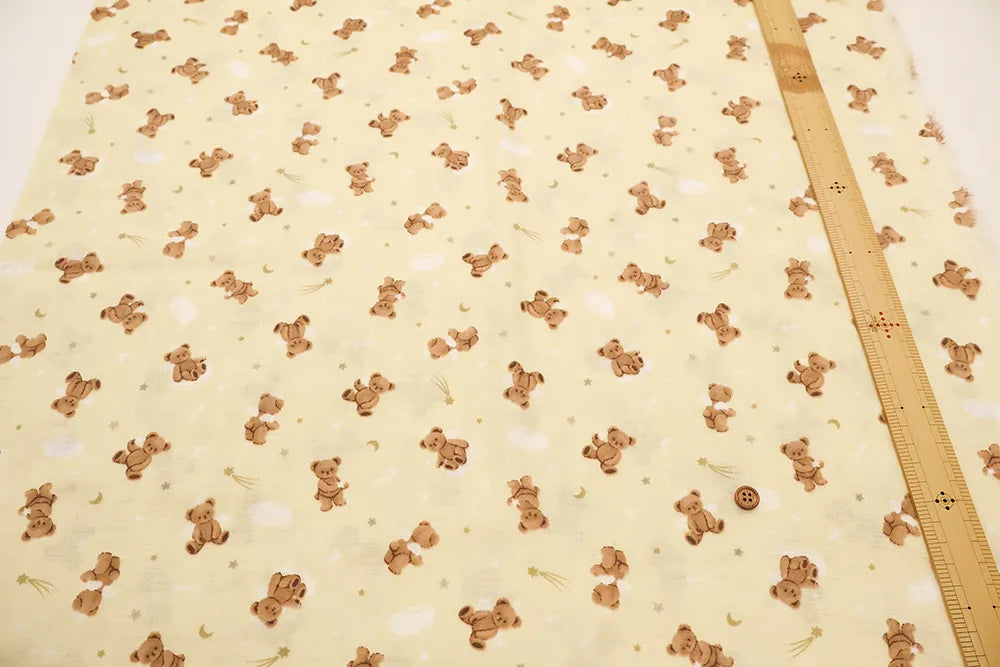 Cotton Double Gauze Printed Fabric - Bear - nomura tailor