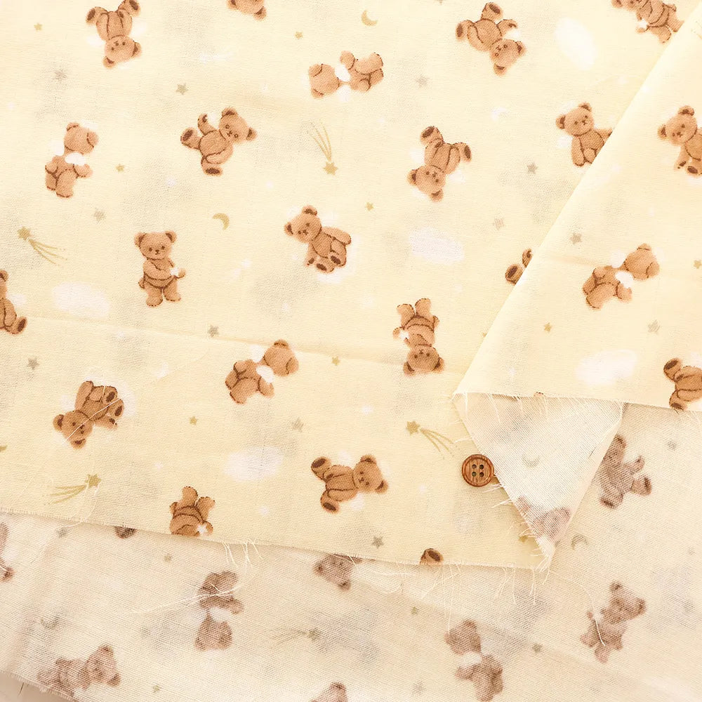 Cotton Double Gauze Printed Fabric - Bear - nomura tailor