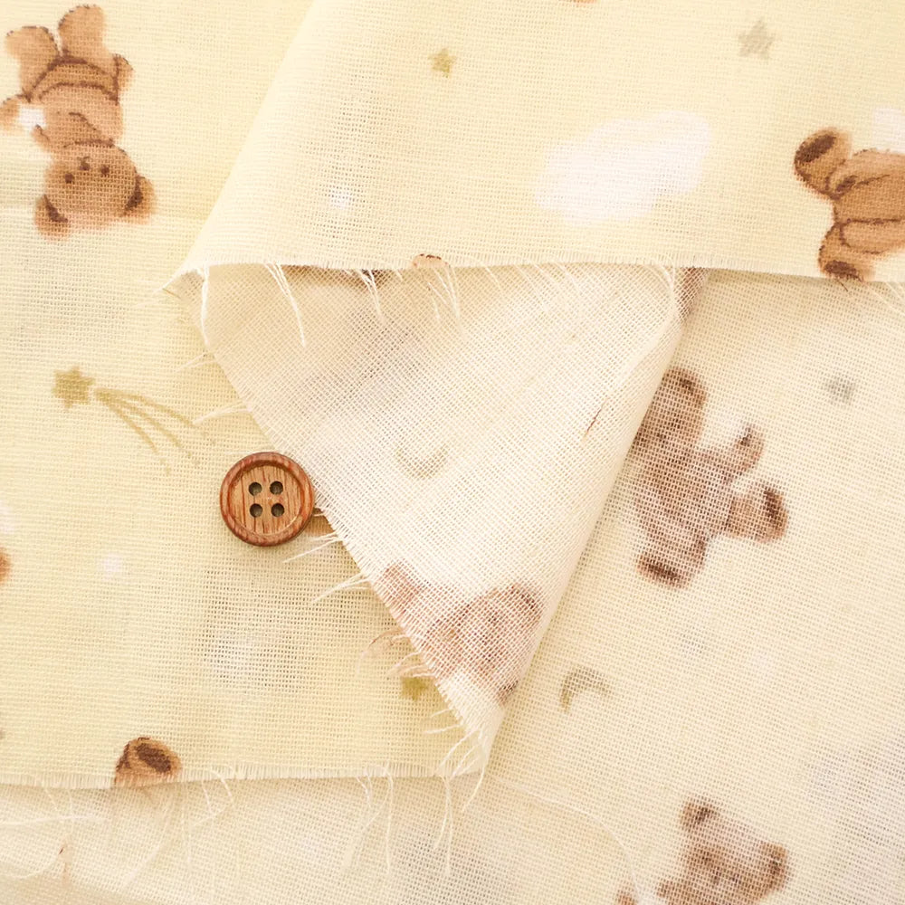 Cotton Double Gauze Printed Fabric - Bear - nomura tailor
