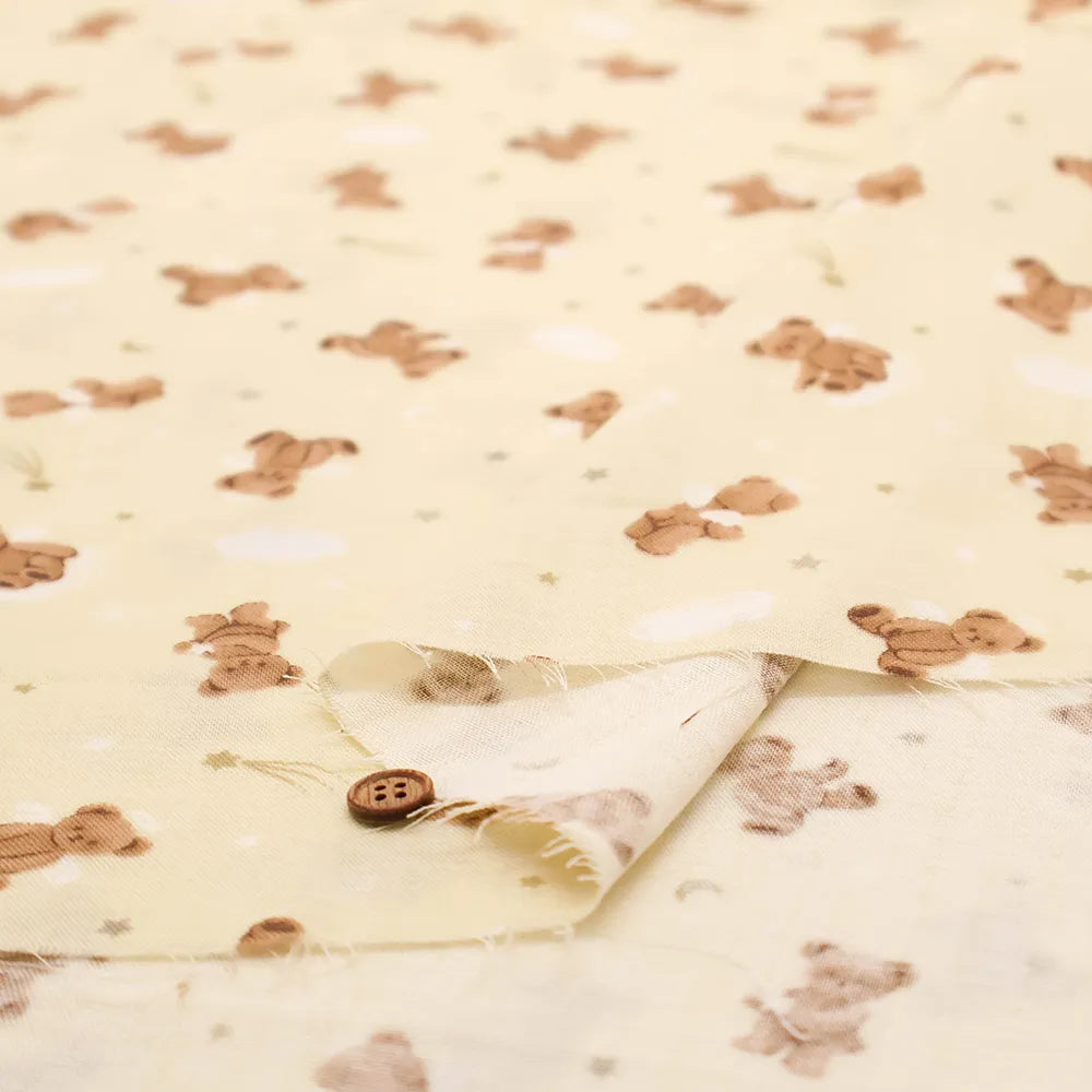 Cotton Double Gauze Printed Fabric - Bear - nomura tailor