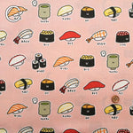 Cotton Sheeting printed Fabric FOOD YURU Fun Sushi - nomura tailor
