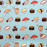 Cotton Sheeting printed Fabric FOOD YURU Fun Sushi - nomura tailor