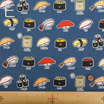 Cotton Sheeting printed Fabric FOOD YURU Fun Sushi - nomura tailor