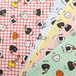 Cotton Sheeting printed Fabric - FOOD YURU Little Rice Balls - nomura tailor