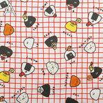 Cotton Sheeting printed Fabric - FOOD YURU Little Rice Balls - nomura tailor