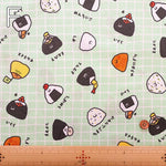 Cotton Sheeting printed Fabric - FOOD YURU Little Rice Balls - nomura tailor