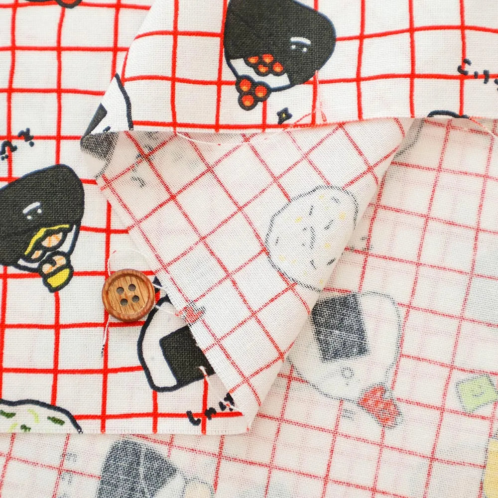Cotton Sheeting printed Fabric - FOOD YURU Little Rice Balls - nomura tailor