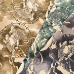 Cotton Muslin Printed Fabric - Quilt Gate - God of Wind and God of Thunder - nomura tailor