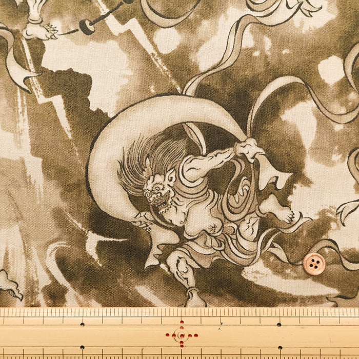 Cotton Muslin Printed Fabric - Quilt Gate - God of Wind and God of Thunder - nomura tailor